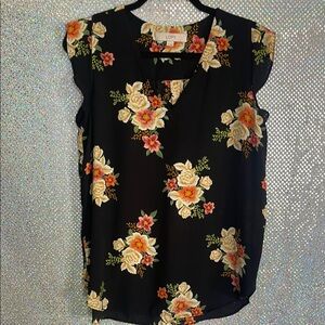LOFT Black Floral Women's Top
